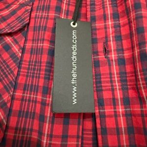 The Hundreds Men’s Red and Blue Plaid Casual Shirt